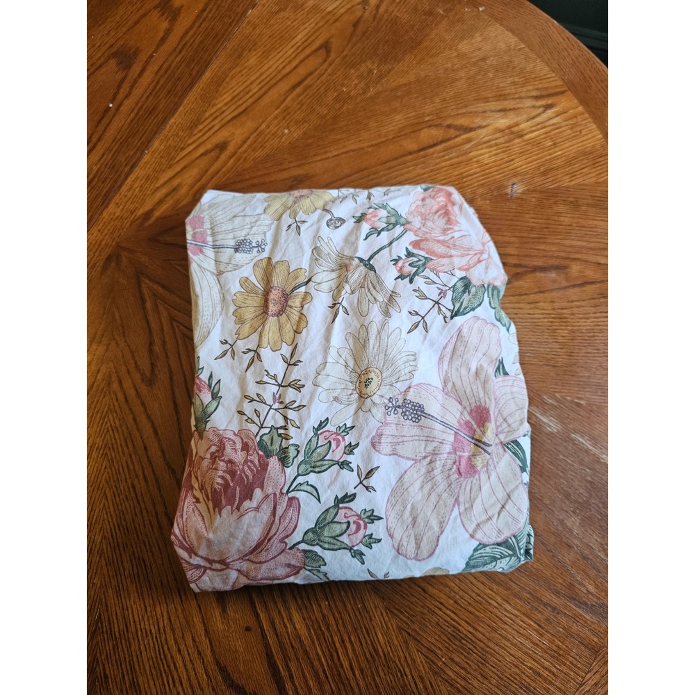 100% cotton The Mini Scout Vintage Floral Cotton‎ Crib Sheet Pink Yellow Green